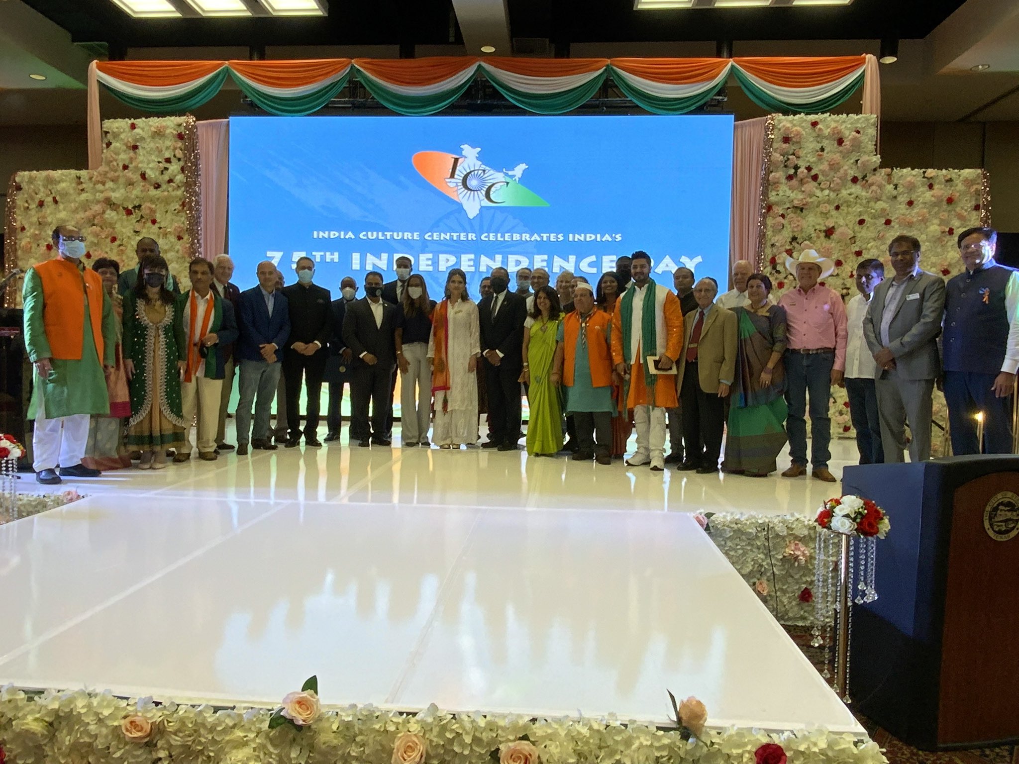 Consul General joined Congressman 
Al Green ,Mayor of Houston Sylvester Turner  and other dignitaries in the Celebration of 75th Independence Day of India at the event organized by the India Culture Centre, Houston on August 15, 2021